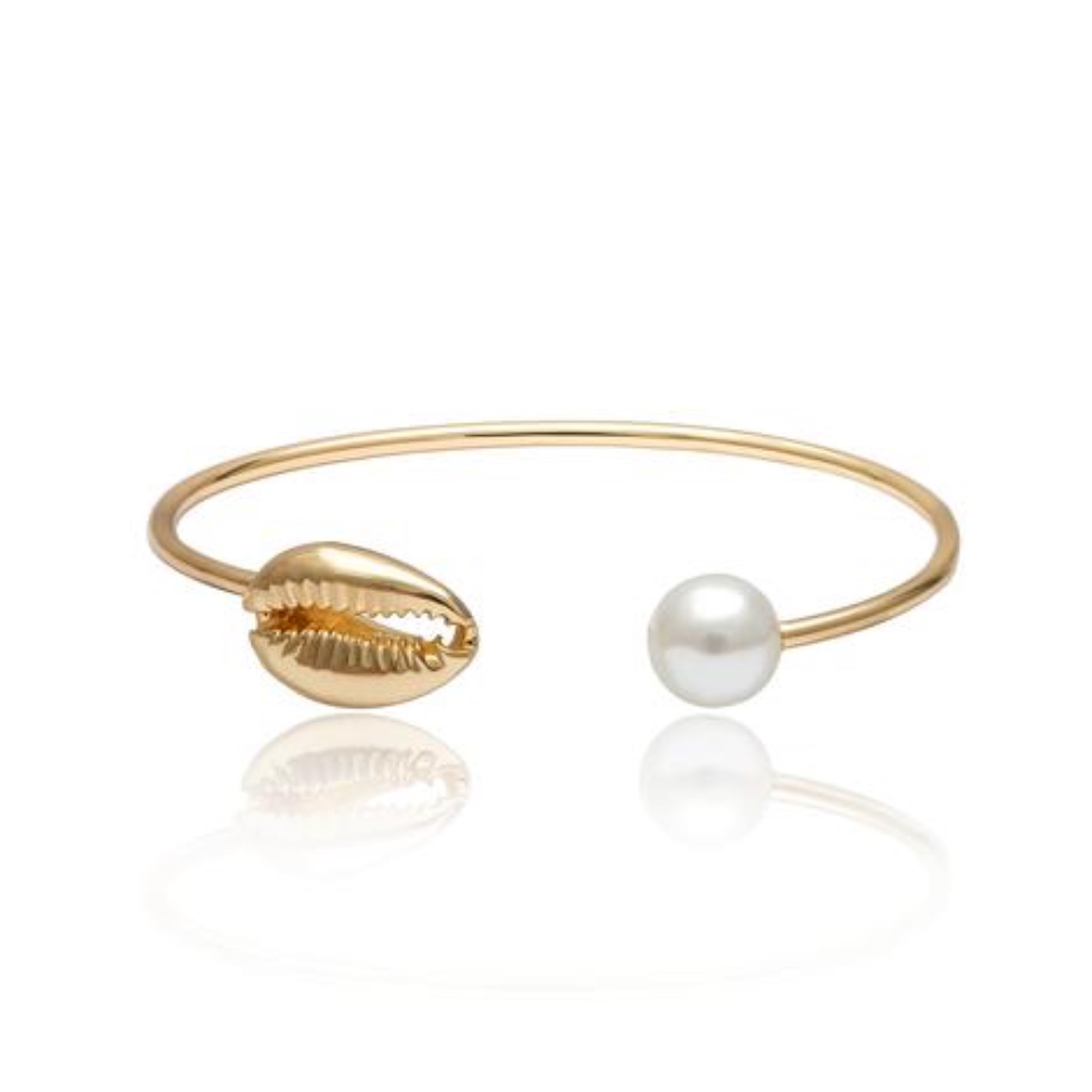 Seashell Adjustable Pearl Bangle